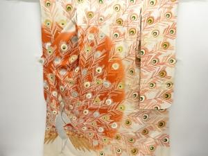 大正ロマン　錦紗孔雀模様五つ紋花嫁衣装振袖・中着セット